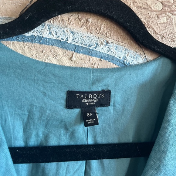 NWT Talbots 100 % Linen Blue Belted Dress size 8P - Picture 3 of 11
